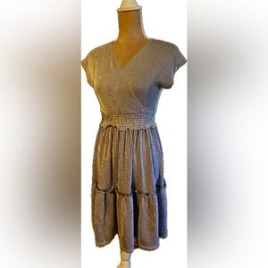 Caution To The Wind Black and White Striped Midi Dress